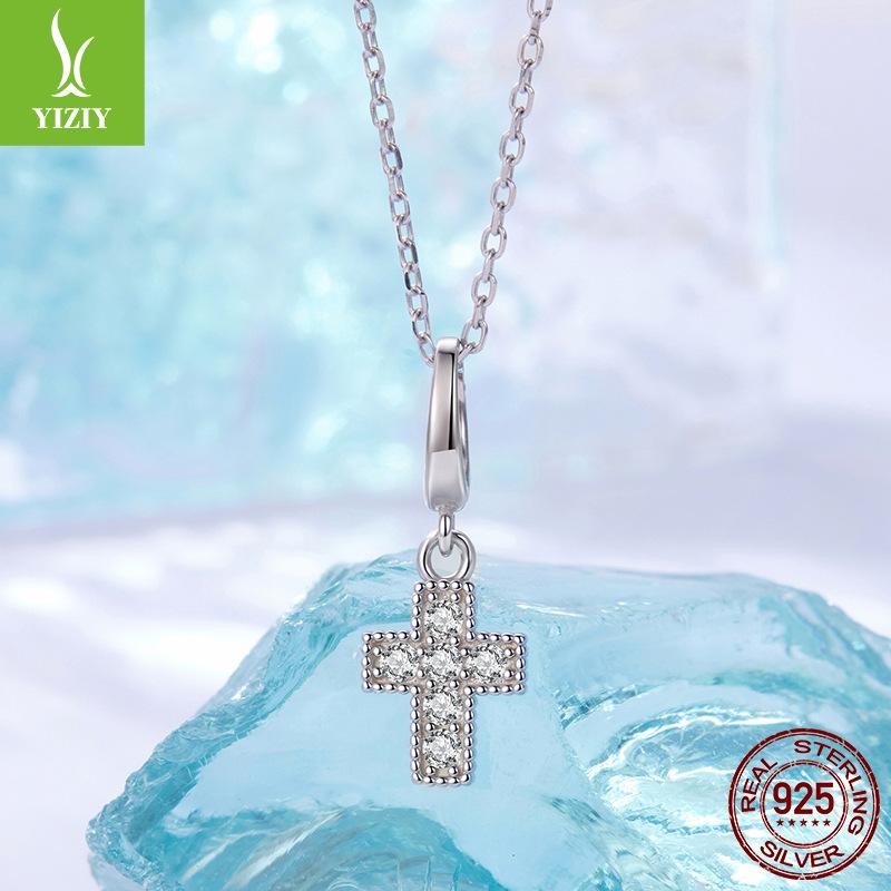 Shining Cross Pendant Opening And Closing Button Head Popular S925 Sterling Silver Lucky Beads