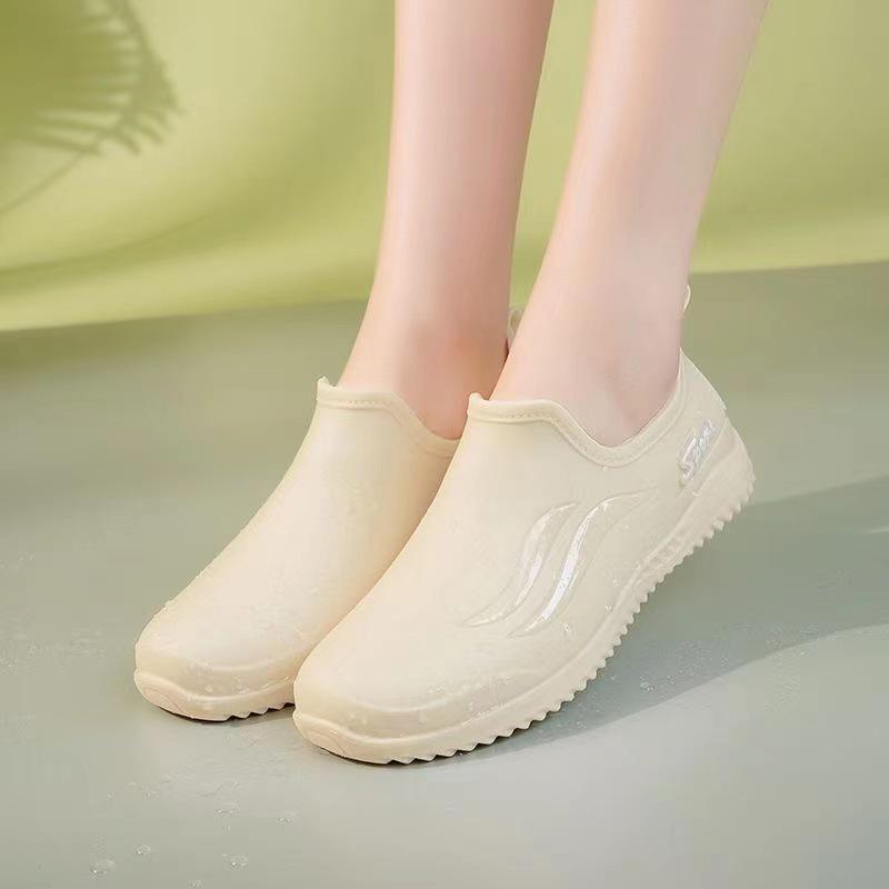 

Женские водонепроницаемые летние модные резиновые сапоги — нескользящая, износостойкая, толстая подошва, короткая резиновая обувь для улицы, кухни и работы. 37