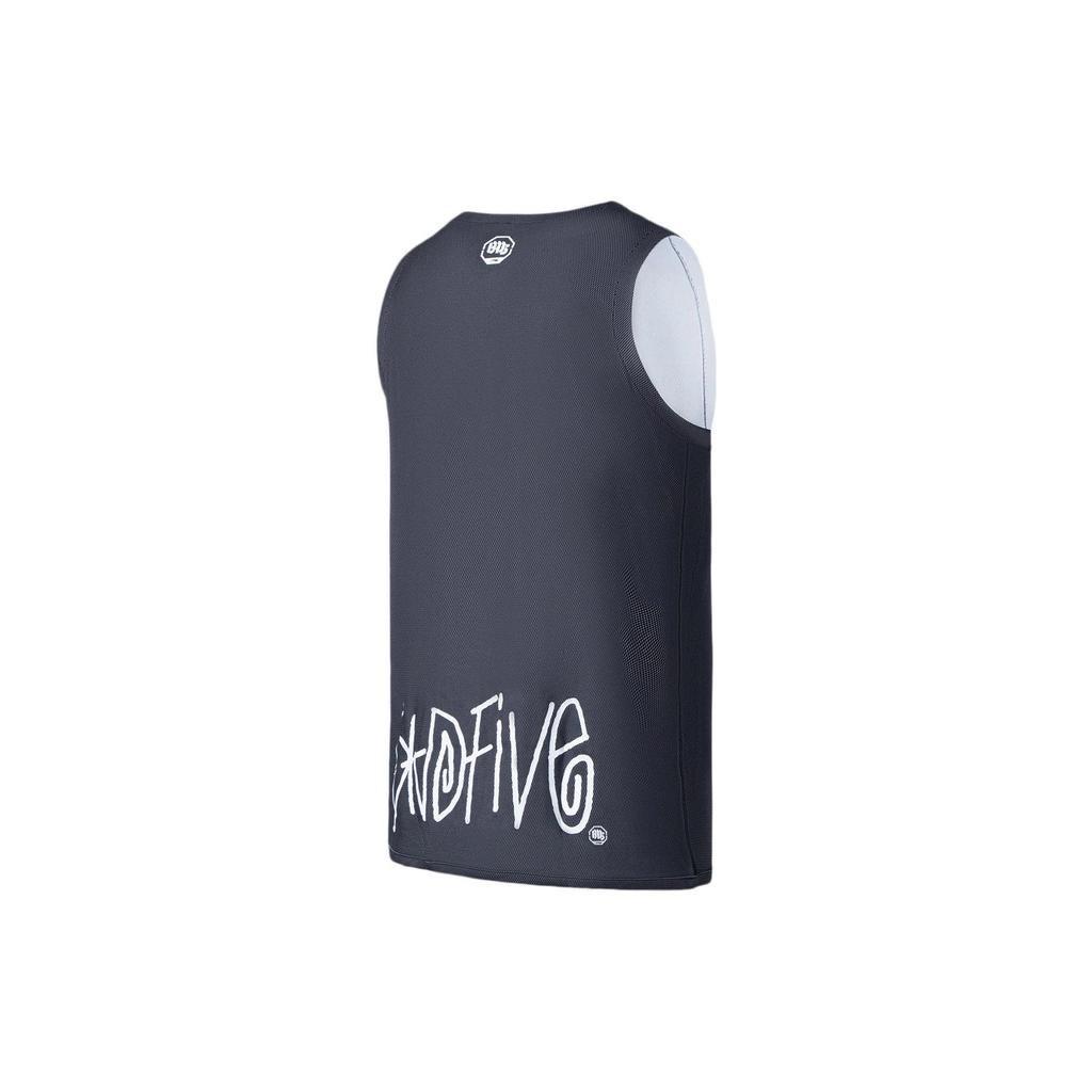 Li-Ning Sports Basketball Series Letter Pattern Print Basketball Vest Men Tops Black White AAYR371-6
