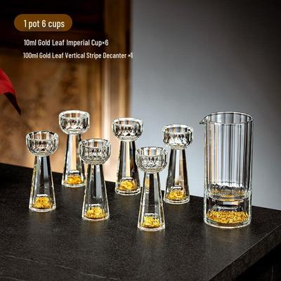 Taizhi Gold Foil Crystal Baijiu Glass & Decanter Set
