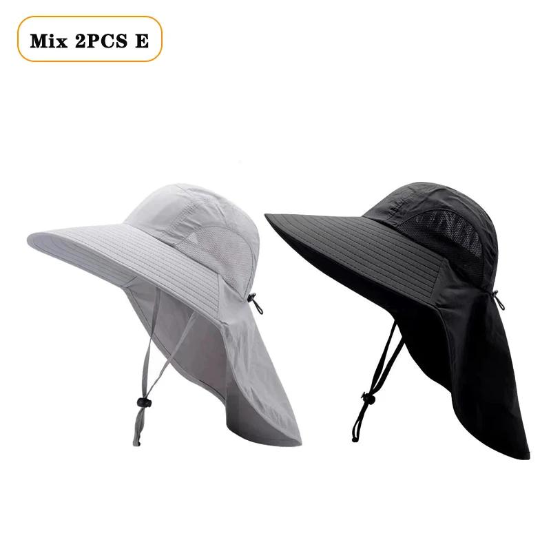 1/2/4PCS Summer Waterproof Fisherman HatOutdoor Hiking Fishing Sun Protection Hat Cycling Big Eave Neck Protection Sun Hat