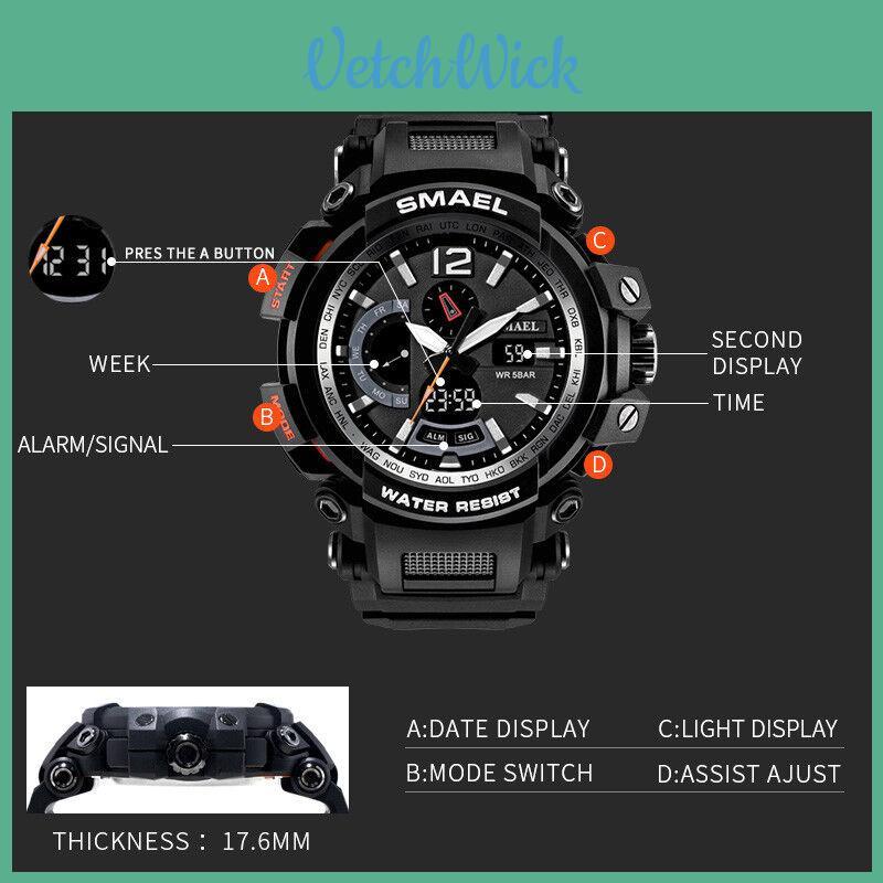 Smael Sport Watch Men Fashion Digital Led Electronic Quartz Classic Timeless Design