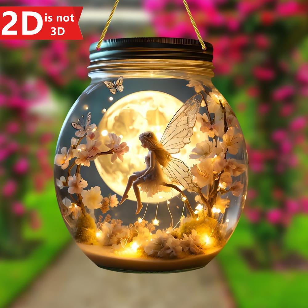 Bohemian Mason jar fairy lantern. A mystical wall-mounted decor for garden and home.