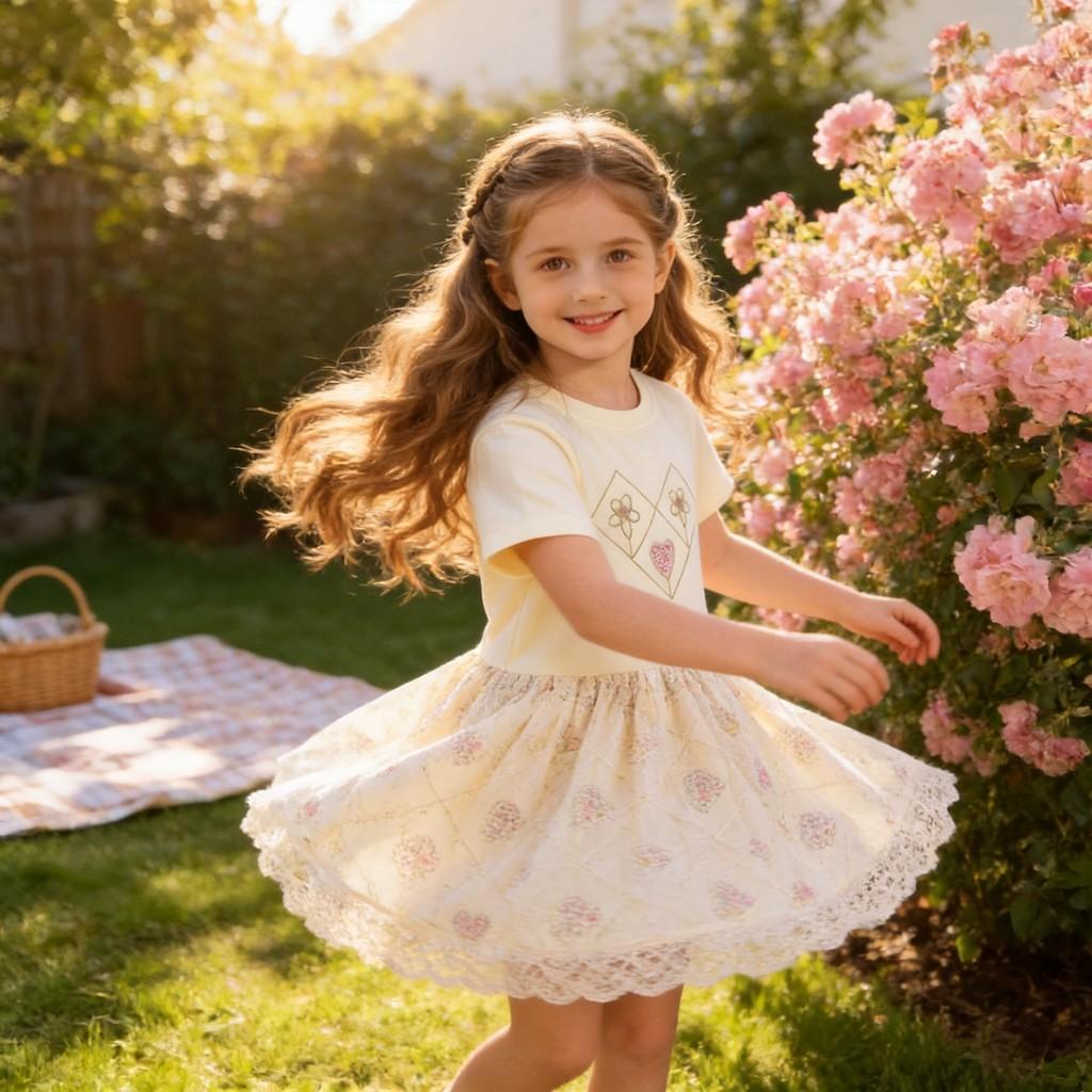Girl Summer Cotton Princess Dress With Breathable Mesh For Toddler Girls