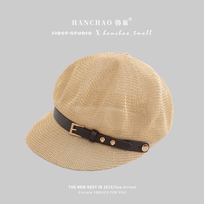 

Hollow octagonal hat children summer travel versatile sunscreen straw hat cap One Size