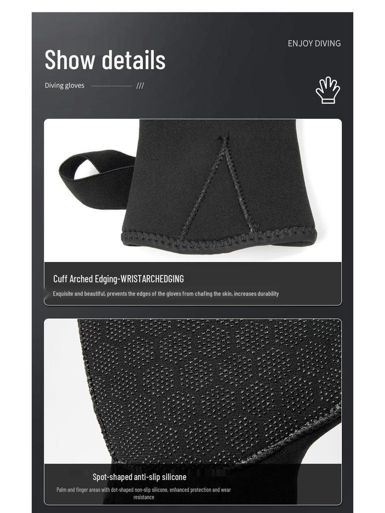 Spot 3mm Non-Slip Diving Gloves - Cut-Resistant, Warm, Wear-Resistant for Surfing, Snorkeling, Winter Swimming, and Fishing.