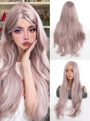 Women's Daily Cosplay Party Music Festival Micro Roll Grey Pink 28inch Vacation Long Hair Using A Natural Soft Synthetic Curly Wig