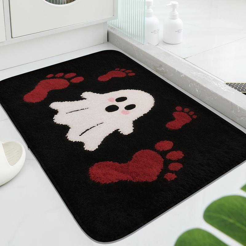 Bat Pattern Halloween Floor Mat-Super soft, non-slip, machine washable plush winter carpet, the best choice for Halloween