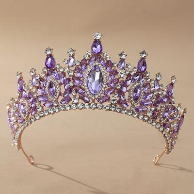 New European and American Rhinestone Bridal Crown Headdress Metal Electroplating Korean Style Diamond Crown Wedding Hair Accessories