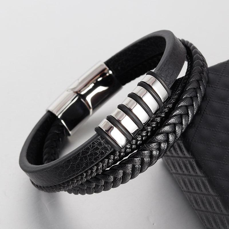 Leather Handwoven Bracelet, Genuine Leather Woven Multi-layer Men s Leather Bracelet, Vintage Leather Rope 2026 21CM