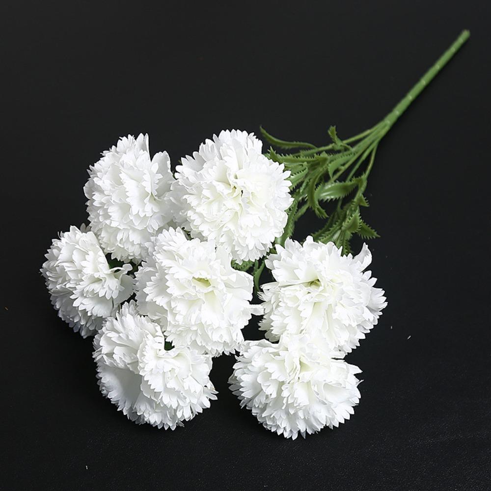 Silk Cloth Artificial Carnation Bouquet Photography Props 7 Heads Simulated Carnation Mother's Day Gifts Wedding Fake Flower