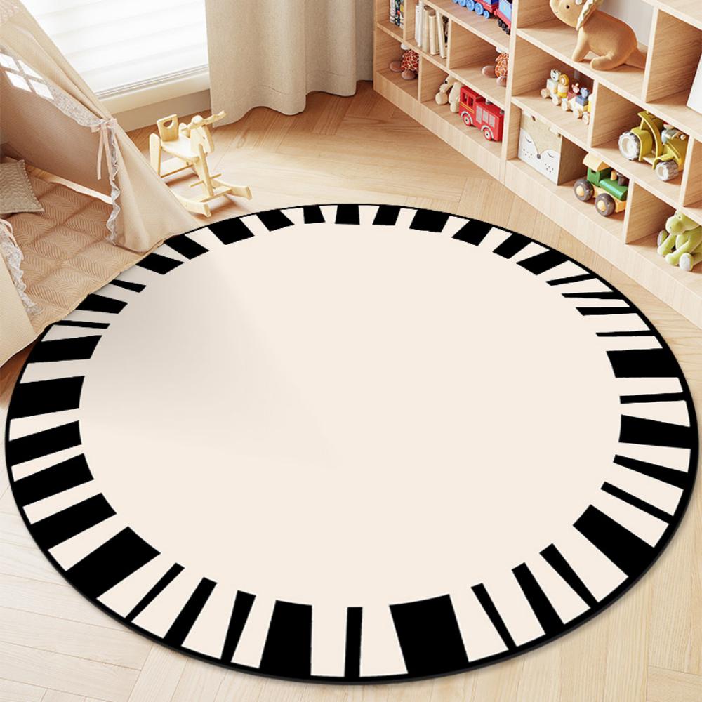 1Pc Living Room Carpet Cartoon Rabbits Printed  Large Area Round Children Bedroom Rug Home Decoration Cute Cloakroom Mat
