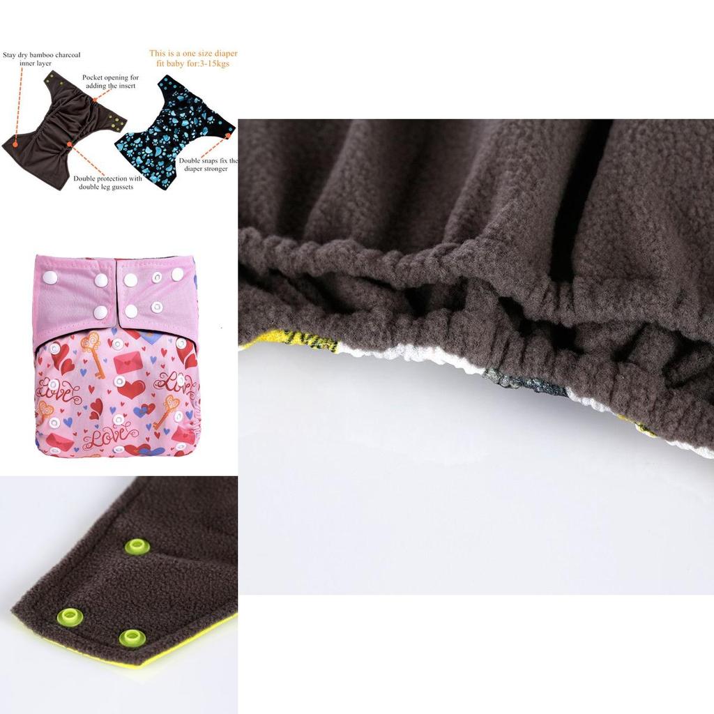 Breathable Bamboo Charcoal Cloth Diaper For Babies Featuring Reusable Pocket Style