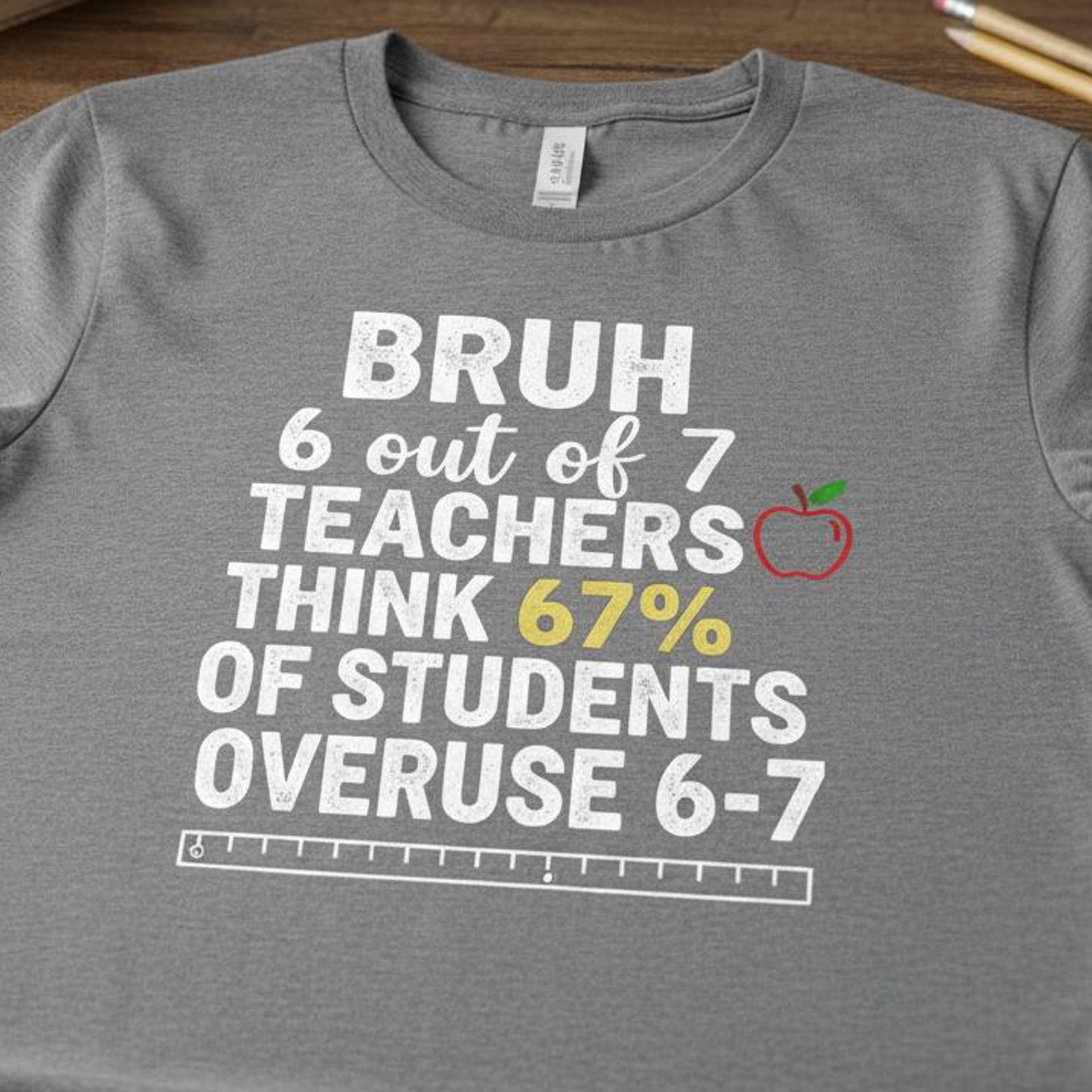 Funny Teacher Shirt, Bruh 6 Out Of 7, Sarcastic Math Joke Tee S