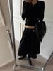2024 Autumn/Winter Low Waist Black Slim Silhouette Tutu Skirt for Women