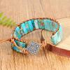 Bohemian Stone Bracelet Handmade Natural Stone Tube Beads Bangle Adjustable Unisex Boho Bracelet Gift for Him Her