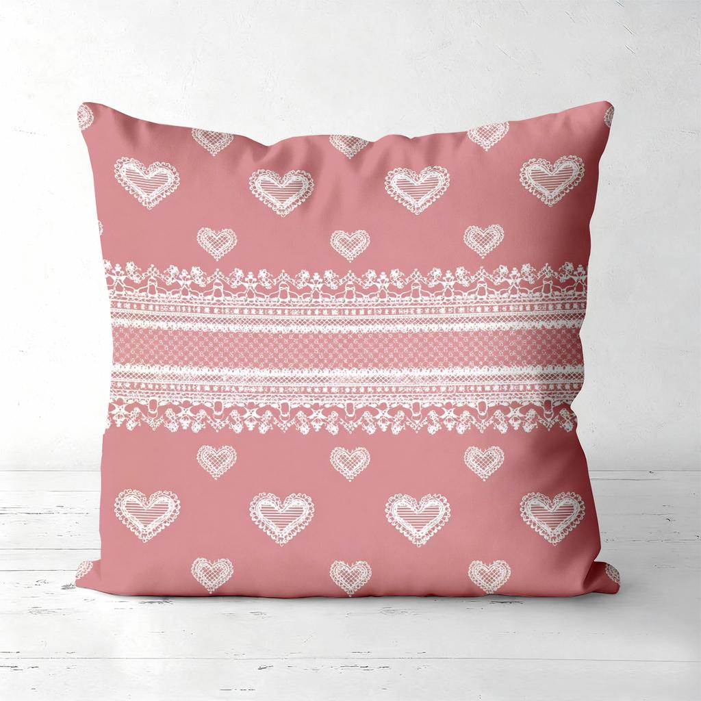 Valentine'S Day Pink Heart Throw Pillow Covers Pattern Cushion Cover Suitable For Sofa Bedroom Car Pillow Cover