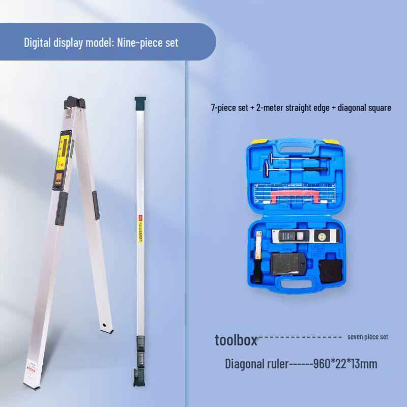 2m Aluminum Alloy Digital Spirit Level - High Precision, Thickened Design for Decoration & House Inspection