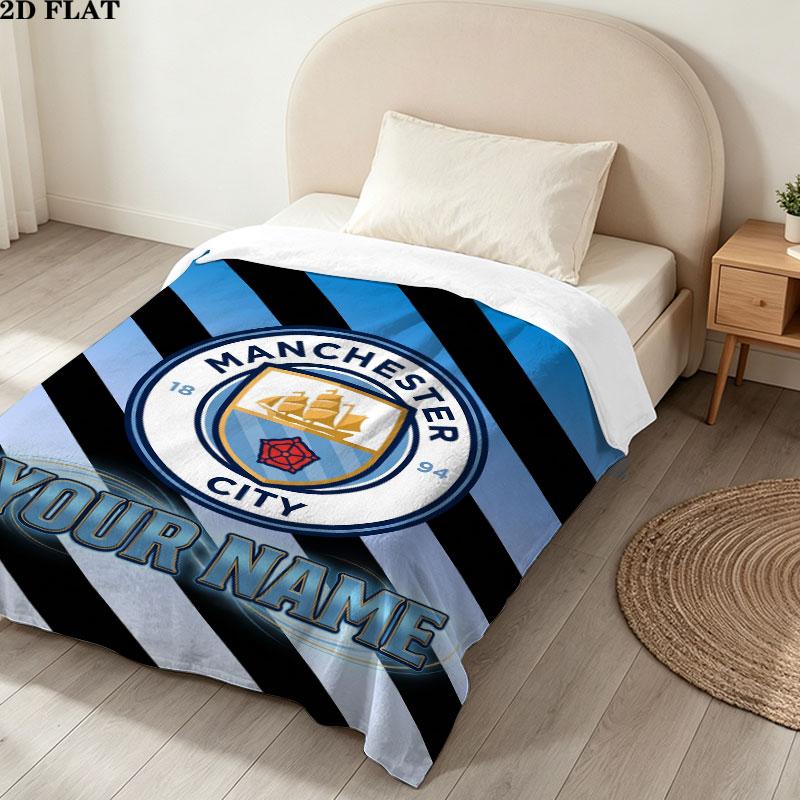 Vlastní deka Manchester City, Vysoká kvalita, Pohodlná pro všechna roční období, Domácí dekorace, Teplo a pohodlí