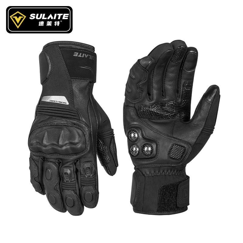 Winter Motorcycle Gloves PU Leather Thickened Insulated Waterproof Anti-Slip Riding Protective Gear Biker