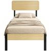 Bed Frame 90 X 200 Cm with Headboard, Platform Bed, Single Bed with Under-Bed Storage