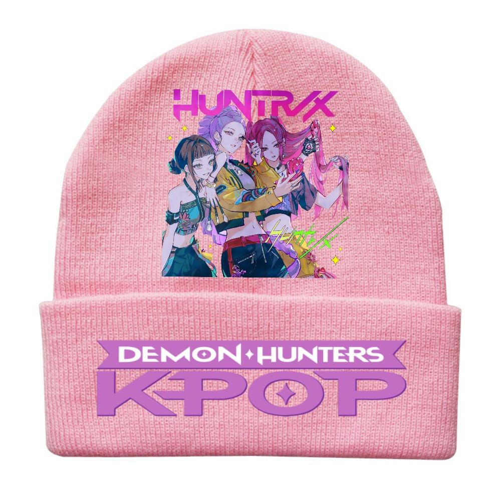 Kpop Demon Hunters Children Knit Beanie Cute And Charming Cartoon Printed Warm Cap Designed for Girls Fall Season Cold Season Outdoor Sports Birth