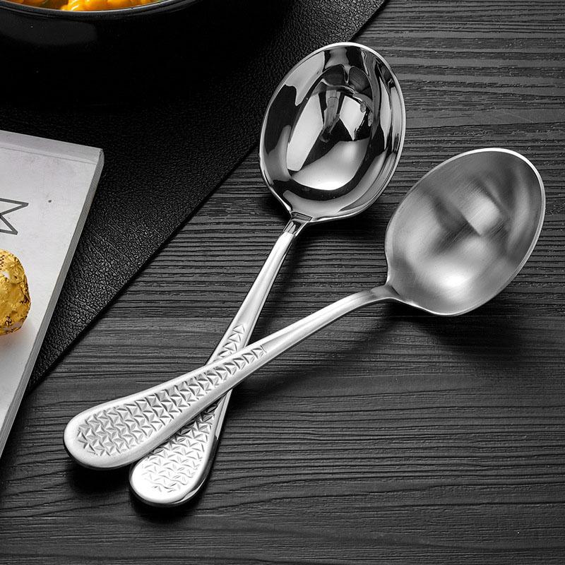 Hammered 304 Stainless Steel Soup Spoons Shell Luxury Mirror Polished Flatware Hot Pot Soup Ladle Home Kitchen Essential Tools