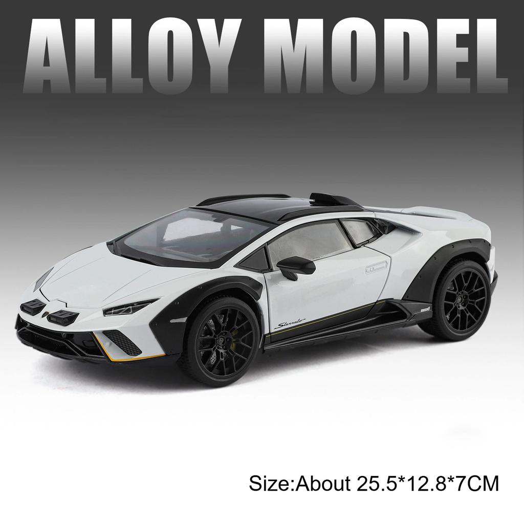 1:18 Scale HURACAN STERRATO SVJ63 Car Model Toy Sound Light Shock Absorption Sliding Supercar Models Children's Interactive Toys