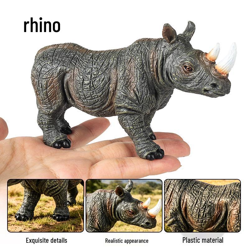 Realistic Wild Animal Models: Rhino, Hippo, Panda, Jaguar, Lion, Camel Cognitive Toys for Children