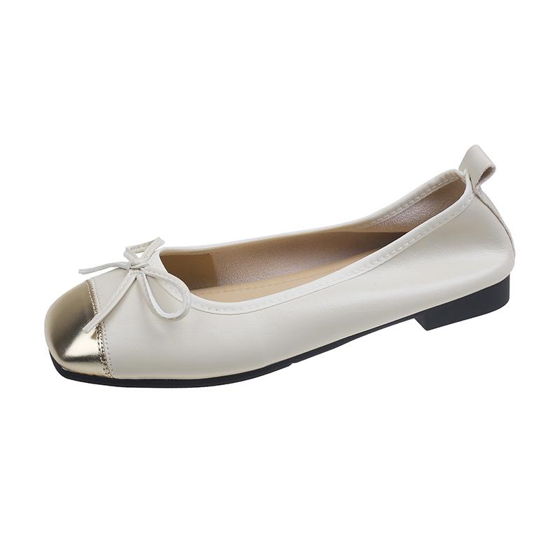 

Модные слипоны Aphixta с дизайном банта-бабочки, туфли из мягкой кожи, женские лоферы неглубокого сплошного цвета, квадратный носок, осенняя повседневная обувь 5 бежевый