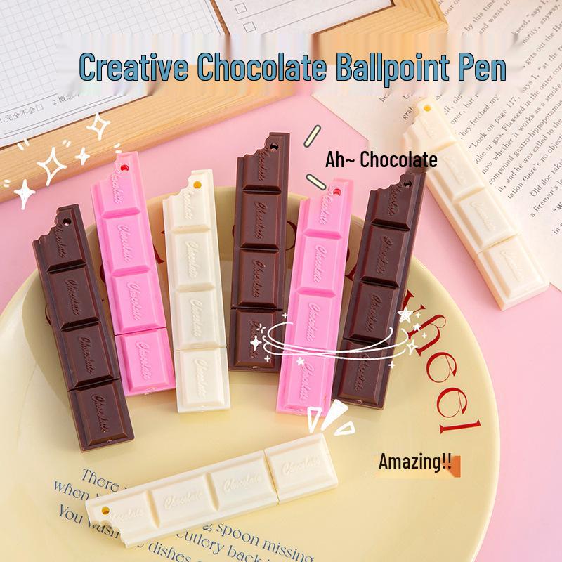 Creative Cartoon Chocolate Ballpoint Pen Pendant for Students Beige Chocolate Ballpoint Pen