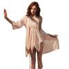 Spicy Nightdress with Chest Pads: Sexy, High-End Ice Silk Homewear for Women, Autumn & Winter, Plus Size, Pure Desire Style with Bow.