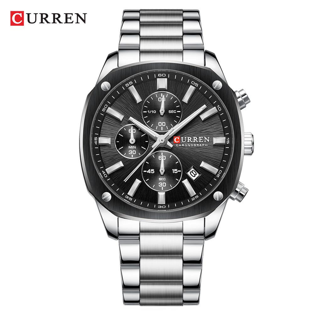 CURREN 8490 Men's Square Multifunctional Waterproof Wristwatch with Calendar Feature