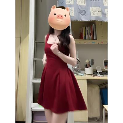 Dress Nightclub Style Atmosphere Red Suspender Dress Women's Clothing Small Temperament Waist Skirt