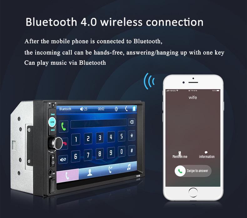 7-Inch Double Din Car Multimedia CarPlay Central Control Bluetooth Radio MP5 Player