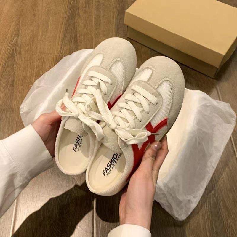 Baotou Half Slippers Women's New Spring and Summer Lazy Pregnant Women Without Heels Casual White Shoes