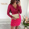 Partykleid für Damen mit glitzernden Pailletten, langen Ärmeln, tiefem V-Ausschnitt, Korsett-Minikleid, Herbst/Winter, Cocktail-Galakleid für Party, Abschlussball, Nachtclub