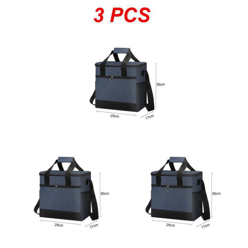 3PCS Super Large 32L Thermal Cooler Bag with Hard Liner Insulated Picnic Lunch Box Fresh Drinking for Camping BBQ Outdoor