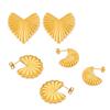 French Retro Style Fashion Temperament Light Luxury Simple Earrings Geometric Folding Fan Titanium Steel Plated 18K Gold Stud Earrings