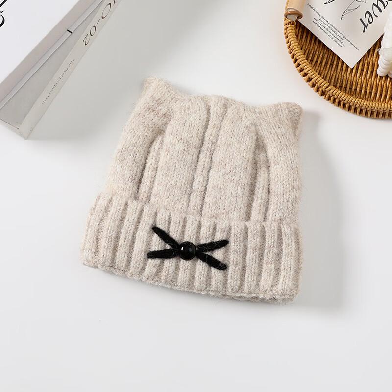 

Women s Warm Knitted Beanie with 3D Bow Tie