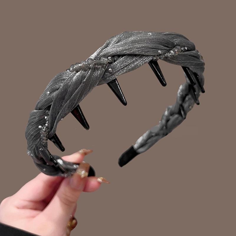 Rhinestoned Hairband For Women Toothcomb Design High Cranium Headdress Comfortable Hair Accessories Gift