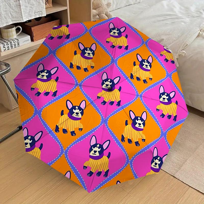 

1pc Dogs Pattern Automatic Folding Umbrella Durable Iron Frame, Iron Umbrella Structure Suitable for All Seasons yy260203126