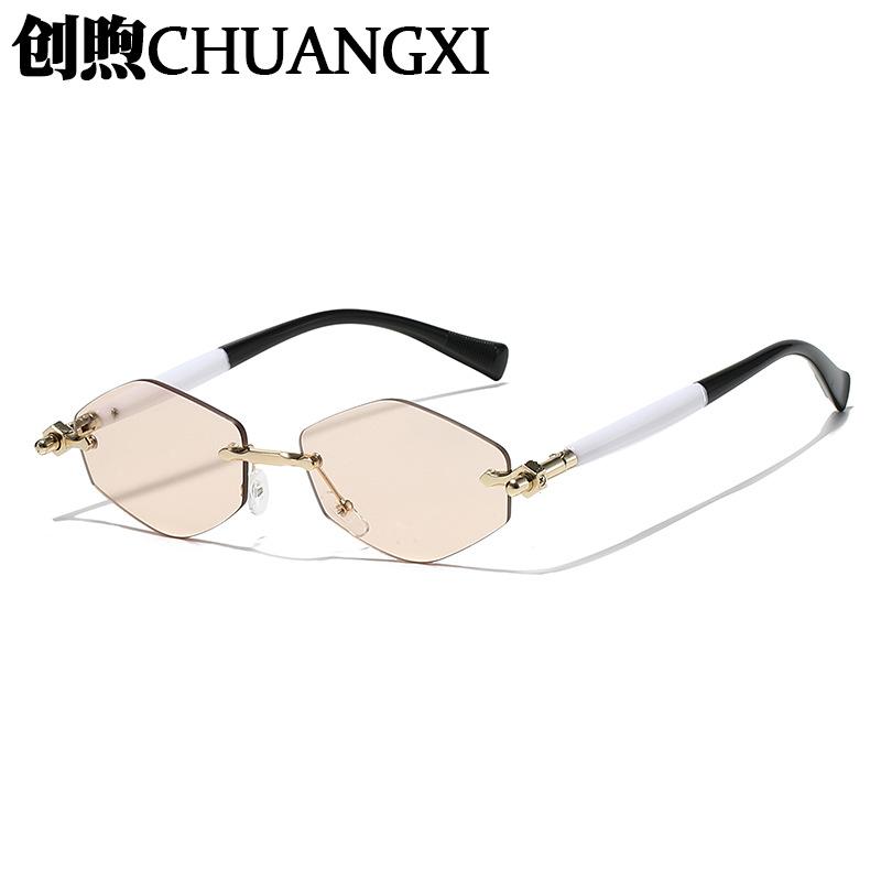 New frameless polygonal metal sunglasses, plain sunscreen and thin sunglasses, personalized trimmed sunglasses