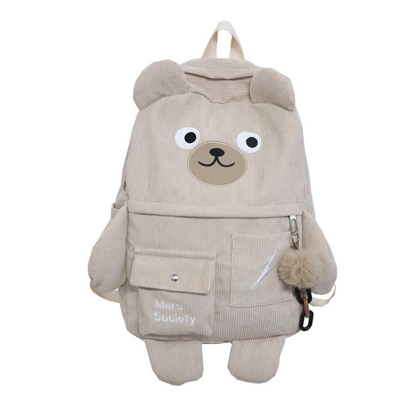

Japanese schoolbag female ins wind junior high school student backpack cute Korean version corduroy backpack high school student large capacity single package хакі