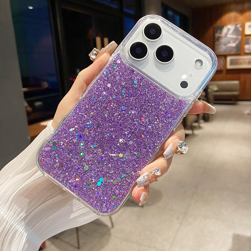 Luxury Glitter Sequins Clear Phone Case for IPhone 17 Air 16 15 14 13 12 Pro Max Transparent Epoxy Silicone Back Cover Capa