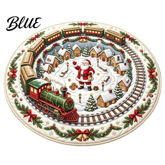 Quiet Play Mat for Kids Round 3D Christmas Rug, Vortex Optical Illusion Area Santa Snowman Staircase Easy To Clean Holiday Rug Depth Pattern, Non-slip