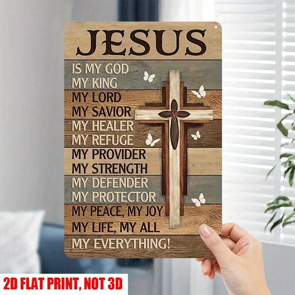 

Religious Jesus Christ Metal Wall Art 12x8 Inch Cross Butterflies Home Decor Rustic Christian Plaque Spiritual Gift 20x30 разноцветный