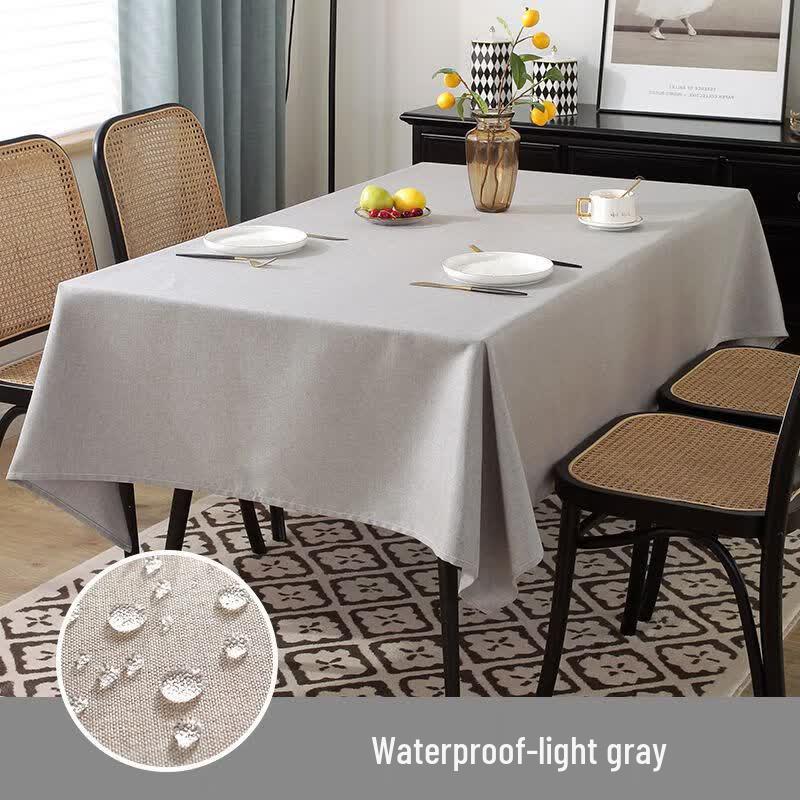 CINKYBOO Solid Cotton Linen Tablecloth