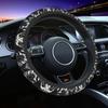 Black and White Sunflowers Print 15 Inch Universal Steering Wheel Cover,Car Accessories,for Cars,Suvs,and Trucks