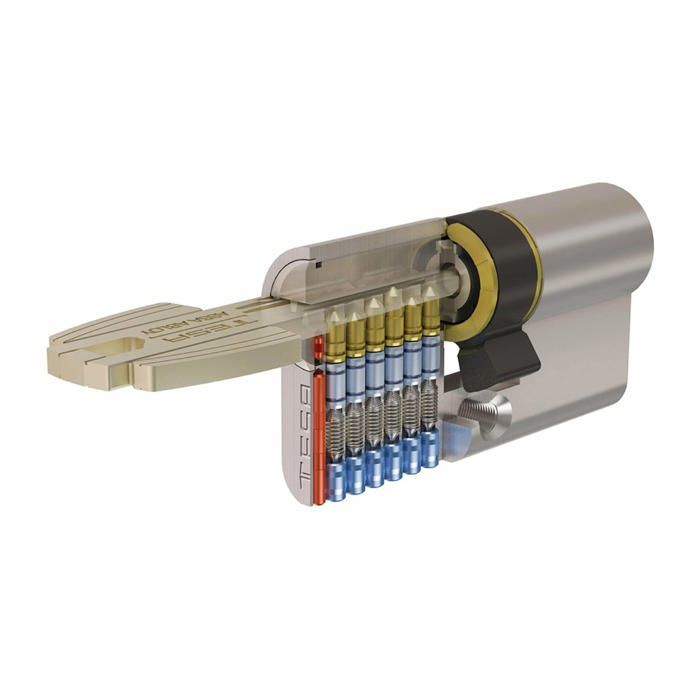 Cylindre de sécurité - Tesa - T65D4550N - Nickelé - 45 mm - 5 clés - Anti-perçage, anti-bumping, anti-crochetage